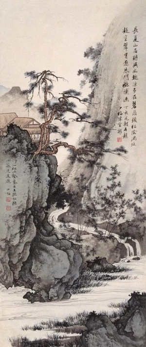 中式山水国画挂画-ID:5943422