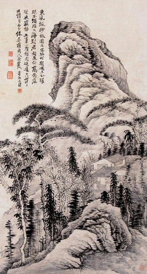 中式山水国画挂画-ID:864830975