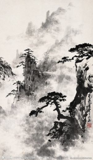 中式山水国画挂画-ID:101018914