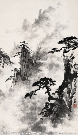 中式山水国画挂画-ID:5943427