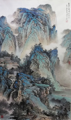 中式山水国画挂画-ID:798690387