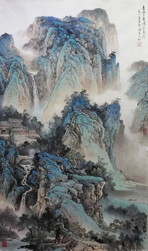 中式山水国画挂画-ID:5943429