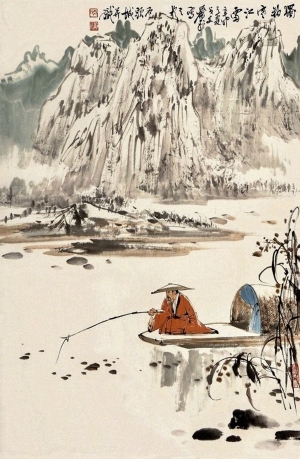 中式山水国画挂画-ID:5943436