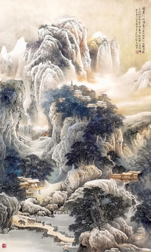 中式山水国画挂画-ID:880570895