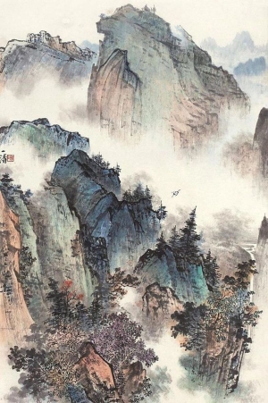 中式山水国画挂画-ID:646801031