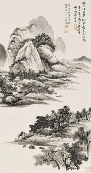 中式山水国画挂画-ID:5943450