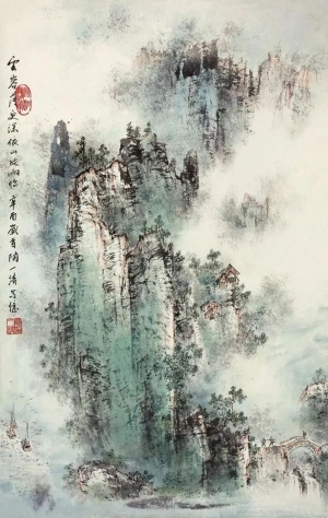 中式山水国画挂画-ID:5943453