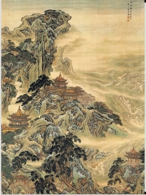 中式山水国画挂画-ID:5943454