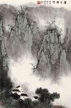 中式山水国画挂画-ID:5943455