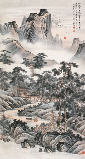 中式山水国画挂画-ID:958617938