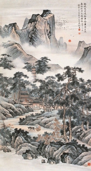 中式山水国画挂画-ID:5943457