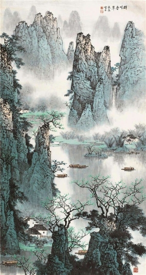 中式山水国画挂画-ID:5943460