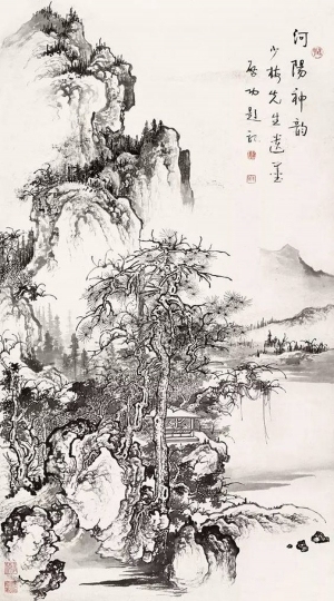 中式山水国画挂画-ID:5943461