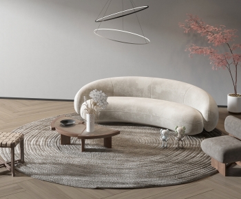 Wabi-sabi Style Curved Sofa-ID:766098982