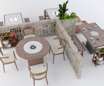Industrial Style Dining Table And Chairs-ID:536859042
