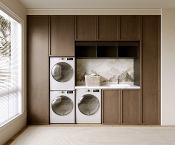 Wabi-sabi Style Laundry Cabinet-ID:971662042