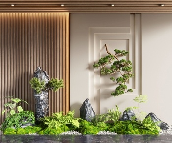新中式室内景观植物造景3D模型