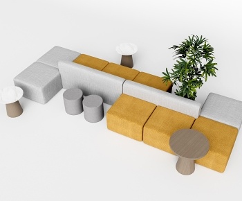 现代办公休闲双面沙发3D模型