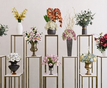 现代鲜花 花瓶 花架3D模型