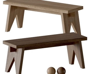 Poliform现代实木长凳3D模型