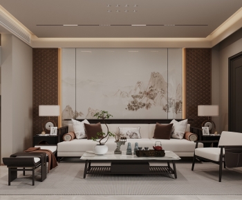 New Chinese Style A Living Room-ID:720873125
