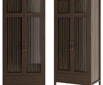美式实木衣柜3D模型