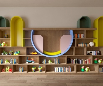 现代幼儿园书柜3D模型