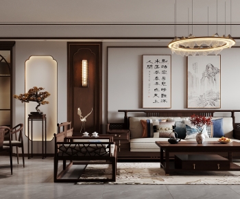 New Chinese Style A Living Room-ID:401299076