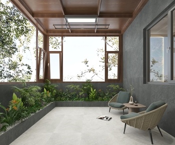 现代别墅花园休闲阳台3D模型