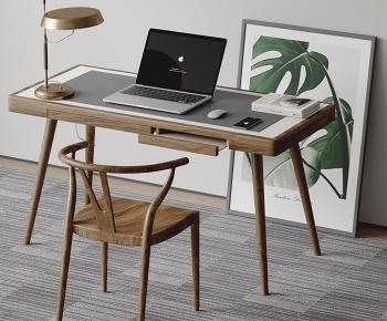 NATUZZI现代实木书桌椅3D模型