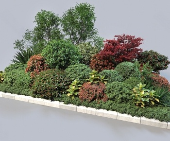 现代花坛 球形灌木3D模型