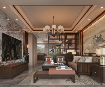 New Chinese Style A Living Room-ID:546236044