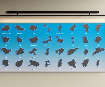 现代地图墙饰挂件3D模型