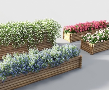 现代花箱 花丛爬藤植物3D模型