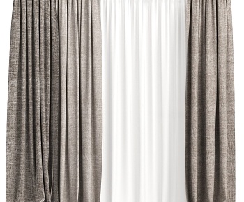现代亚麻窗帘3D模型