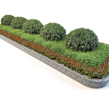 现代花坛 灌木绿植3D模型