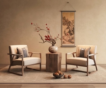新中式休闲沙发椅3D模型