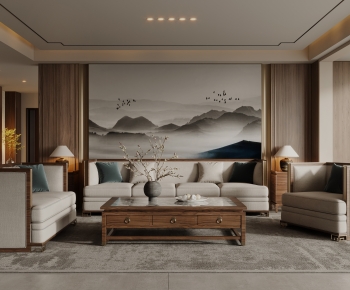 New Chinese Style A Living Room-ID:600969084