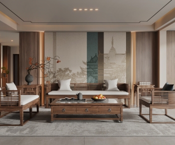 New Chinese Style A Living Room-ID:805879122