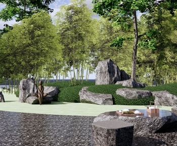 现代公园石头景观3D模型