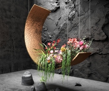 现代室内花艺植物装置艺术3D模型