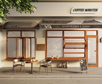 现代咖啡店门头3D模型