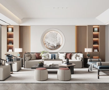 New Chinese Style A Living Room-ID:664747009