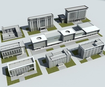 现代办公楼鸟瞰3D模型