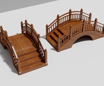 新中式景观木桥拱桥3D模型