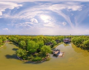 HDR湖泊河流绿化生态城市全景-ID:5953139