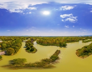HDR湖泊河流绿化生态城市全景-ID:5953140