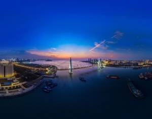 HDR城市河流大桥夜景全景-ID:5953260