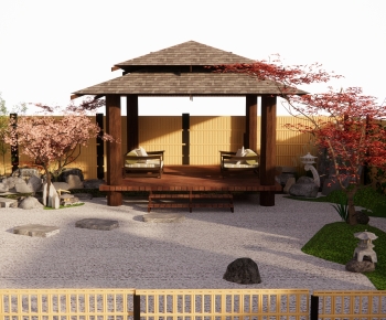 日式庭院景亭枯山水小品-ID:149456029