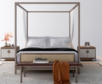 New Chinese Style Double Bed-ID:616889003